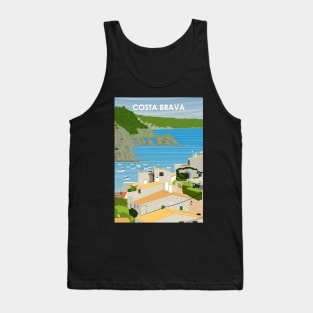 Costa Brava Spain Vintage Minimal Retro Travel Poster Tank Top